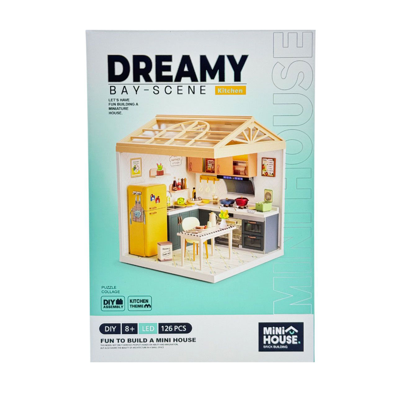 Конструктор-румбокс Mini House Інтер'єр Кухня, зі світлом, від 8 років, 16.5*16.5*19.5 см, 126 шт (8005)